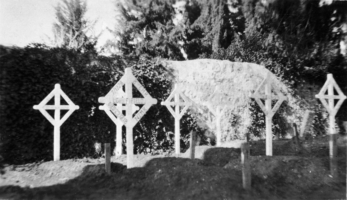 British cemetery at Canakkale, Turkey, with graves of the Canterbury Mounteds who died of Spanish influenza after their return to Turkey in December, 1918
